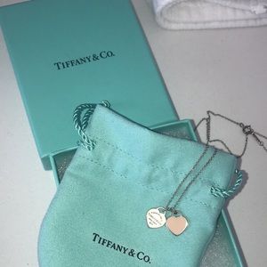 Tiffany and co double heart necklace pink